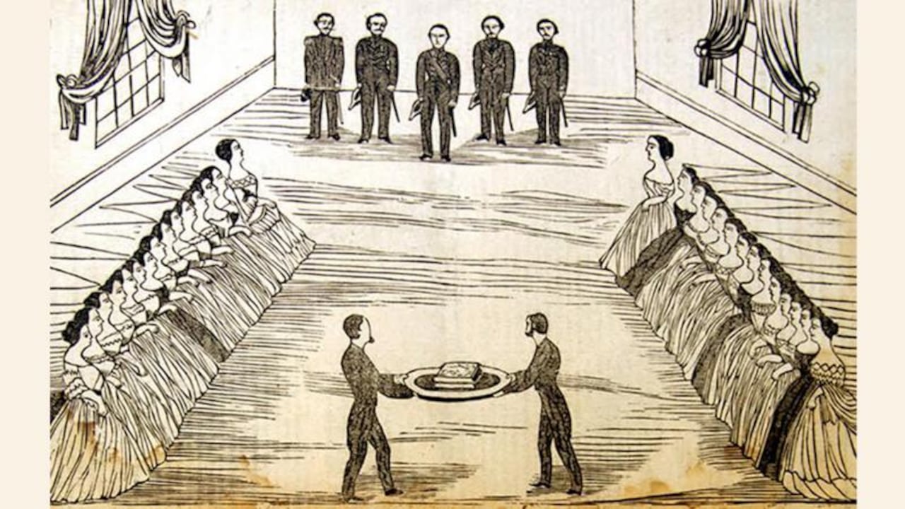 Entrega oficial del "Libro de Oro" al vicepresidente Francisco Sánchez en setiembre de 1867. Foto: periódico El Centinela.