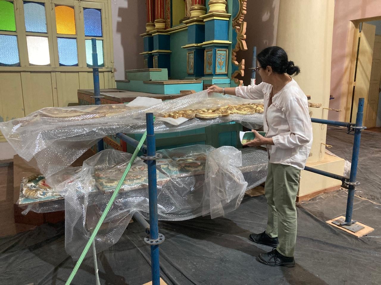 Las obras de restauración en la iglesia Virgen de las Mercedes de Caraguatay avanzan en un 20%.
