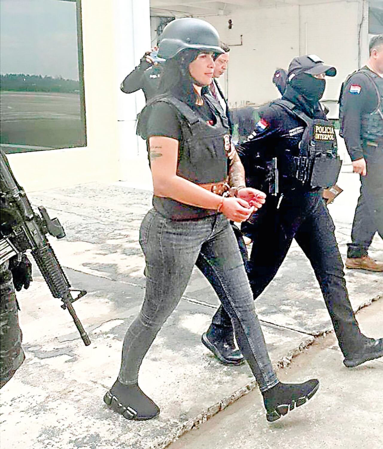 Gianina García Troche tras su llegada al país luego de su extradición.