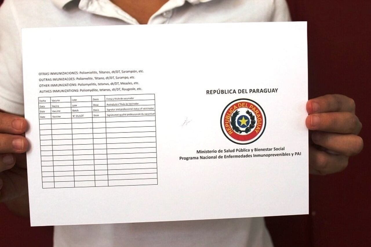 Carnet físico sanitario para viajes internacionales.