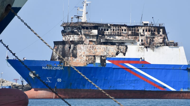 Embarcación Nadezhda en el Mar Negro, atacado con un dron en el contexto de la guerra Ucrania-Rusia.