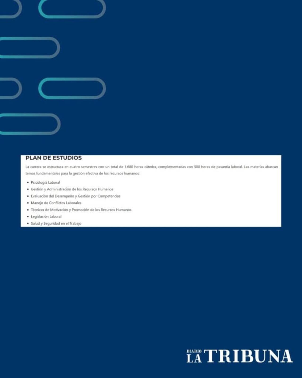 Plan de estudios del curso de Gestión de Recursos Humanos