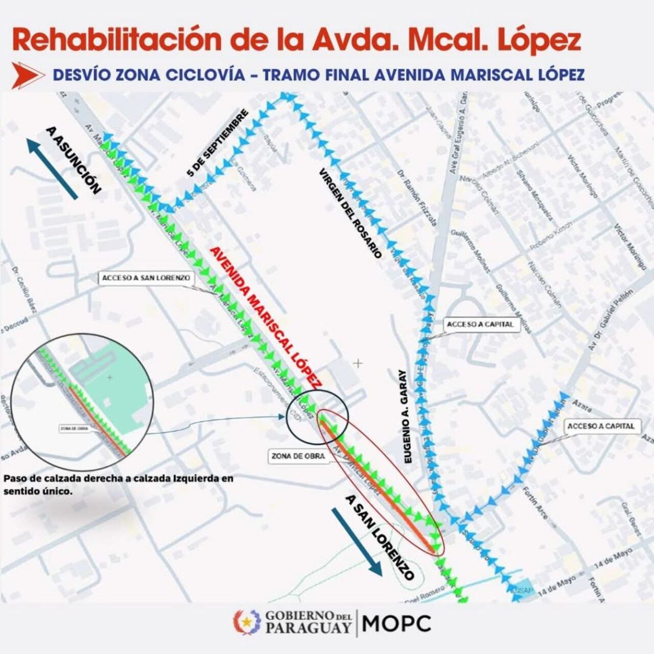 Material del MOPC sobre desvíos