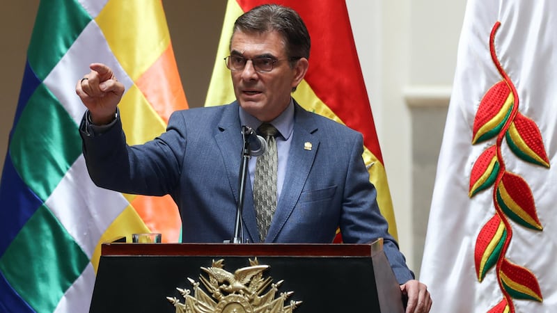 Rodrigo Paz , presidente de Bolivia, durante un acto público en La Paz.