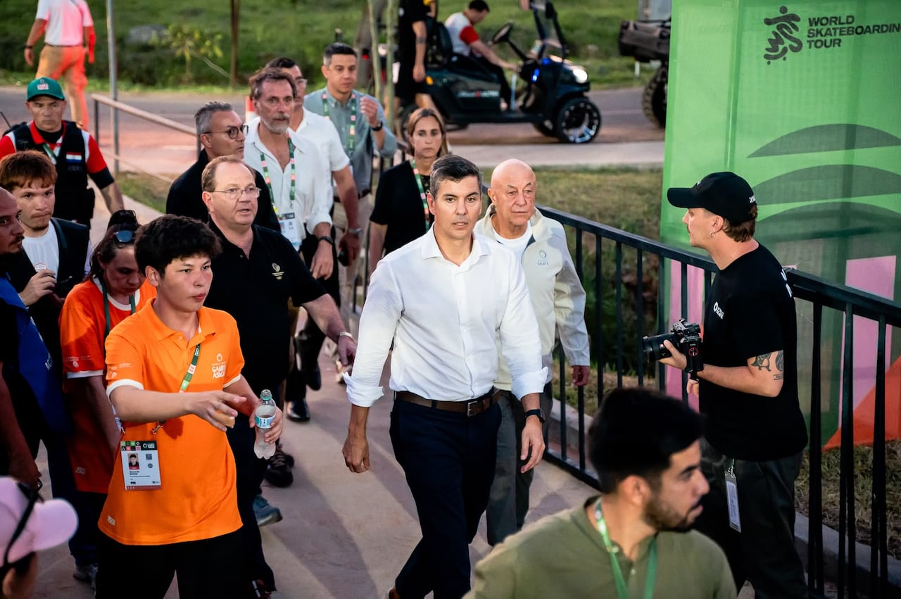 El presidente Peña llegó acompañado por Camilo Pérez, presidente del COP, y Sabatino Aracu, presidente del World Skate.