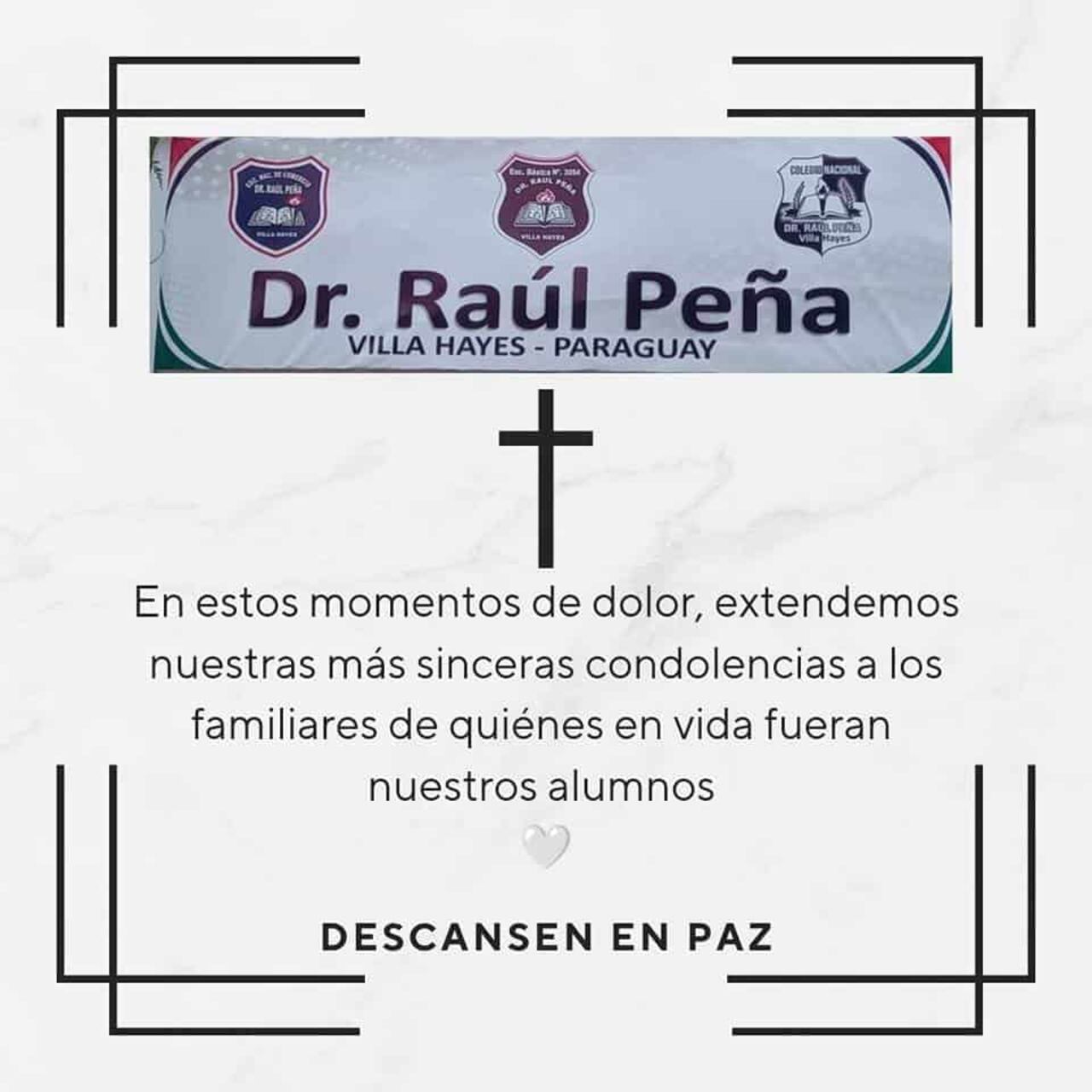 Condolencias de la institución educativa al que pertenecían los adolescentes.