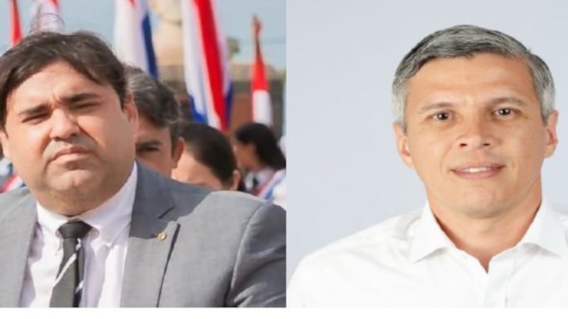 Los candidatos a intendente de Carmen del Paraná, Germán Gneiting Rodríguez (ANR) y Daniel Viveros Argüello (Alianza).