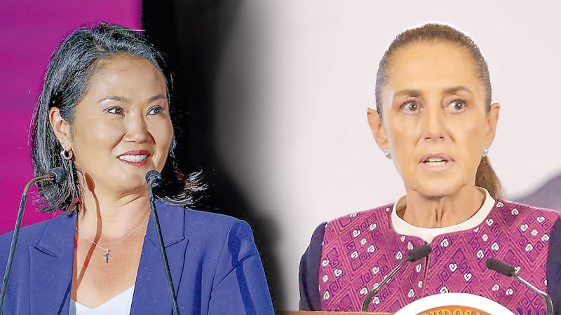 La presidenta de Perú, Keiko Fujimori (i) y la mandataria mexicana, Claudia Sheinbaum.