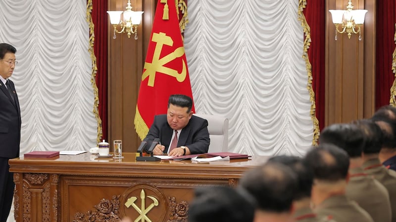 El presidente de Corea del Norte, Kim Jong Un, durante un acto público en Pyongyang.