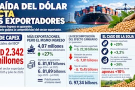 Dólar barato acarrea pérdida de USD 2.342 millones para los exportadores