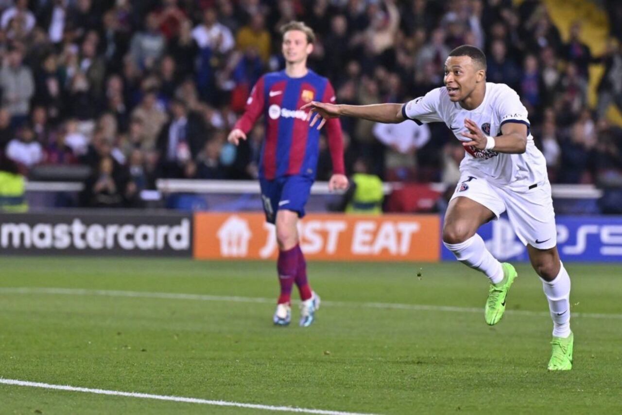 Mbappé festejando el gol que le daba el boleto a las semisFoto: PSG
