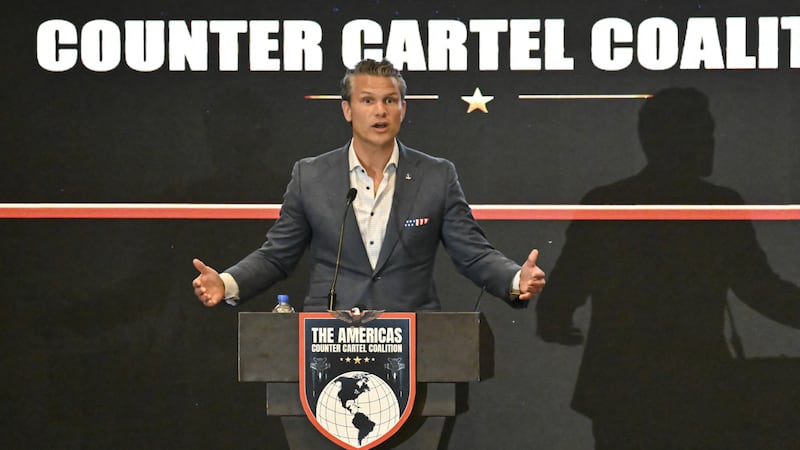 Pete Hegseth, secretario de Guerra de Estados Unidos, durante su intervención en una conferencia sobre seguridad hemisférica que se realiza en Panamá.