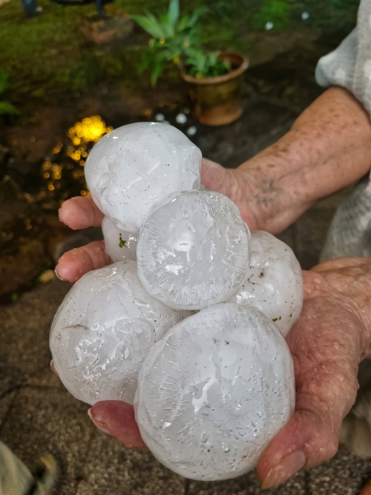 La caída de enormes granizos causaron susto.