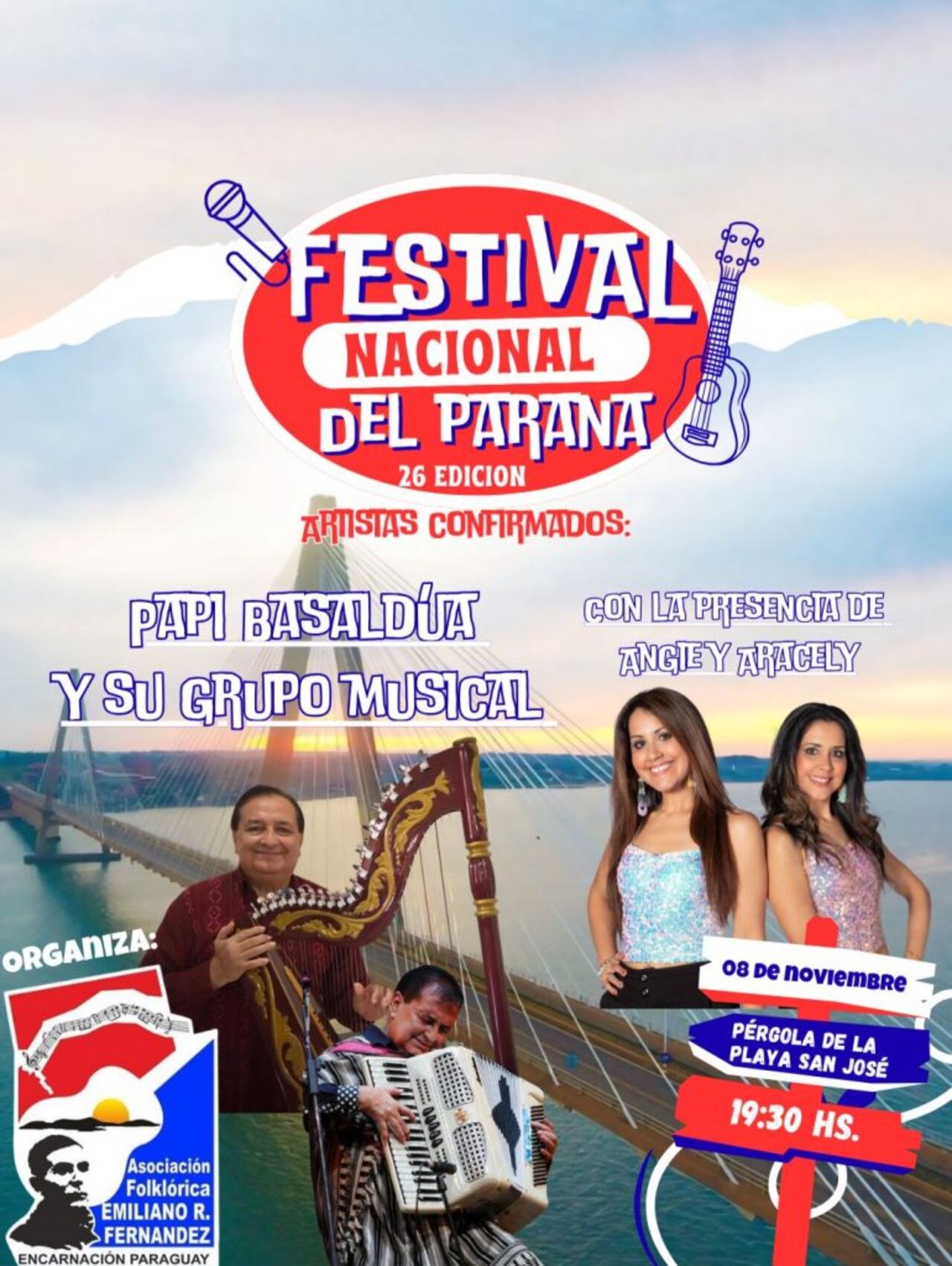 El arpista Papi Basaldúa recibirá la estatuilla "Emiliano R. Fernández", durante la 26a. edición del "Festival Nacional del Paraná".