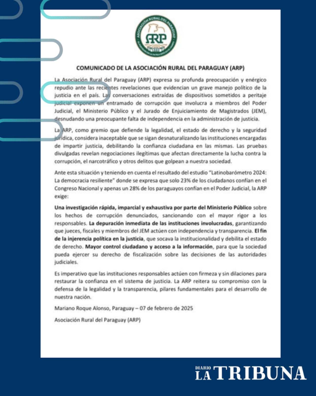 Comunicado de la ARP.