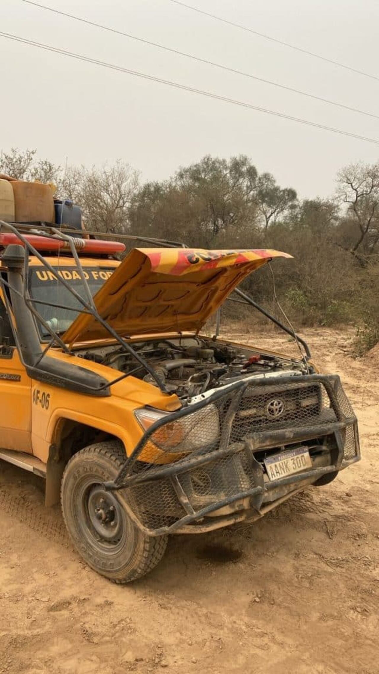 Así quedó la unidd forestal AF06 del CBVP luego del accidente.