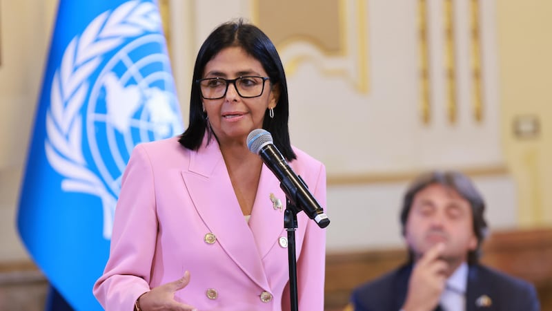 La presidenta encargada de Venezuela, Delcy Rodríguez, durante un acto en Caracas.