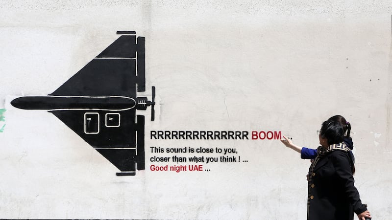 Un muro de propaganda de Irán, en la capital Teherán. (AFP)