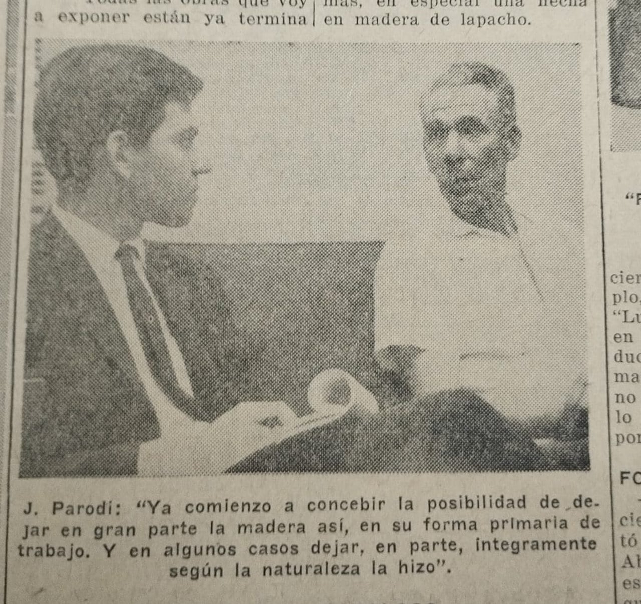Jesús Ruiz Nestosa entrevistando al escultor José Laterza Parodi, en una nota publicadaen 1965.