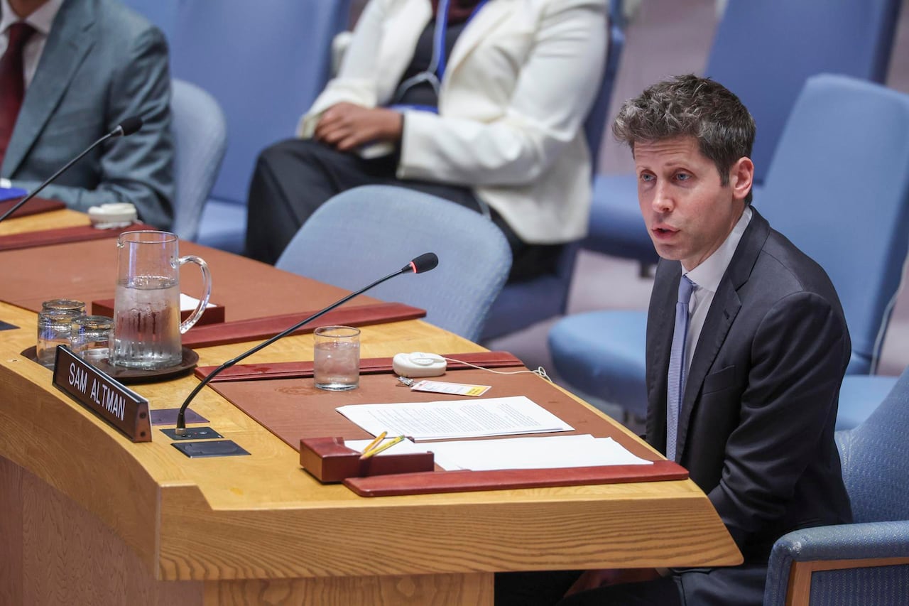 El CEO de OpenAI, Sam Altman, durante una sesión especial con el Consejo de Seguridad de la ONU, en Nueva York.