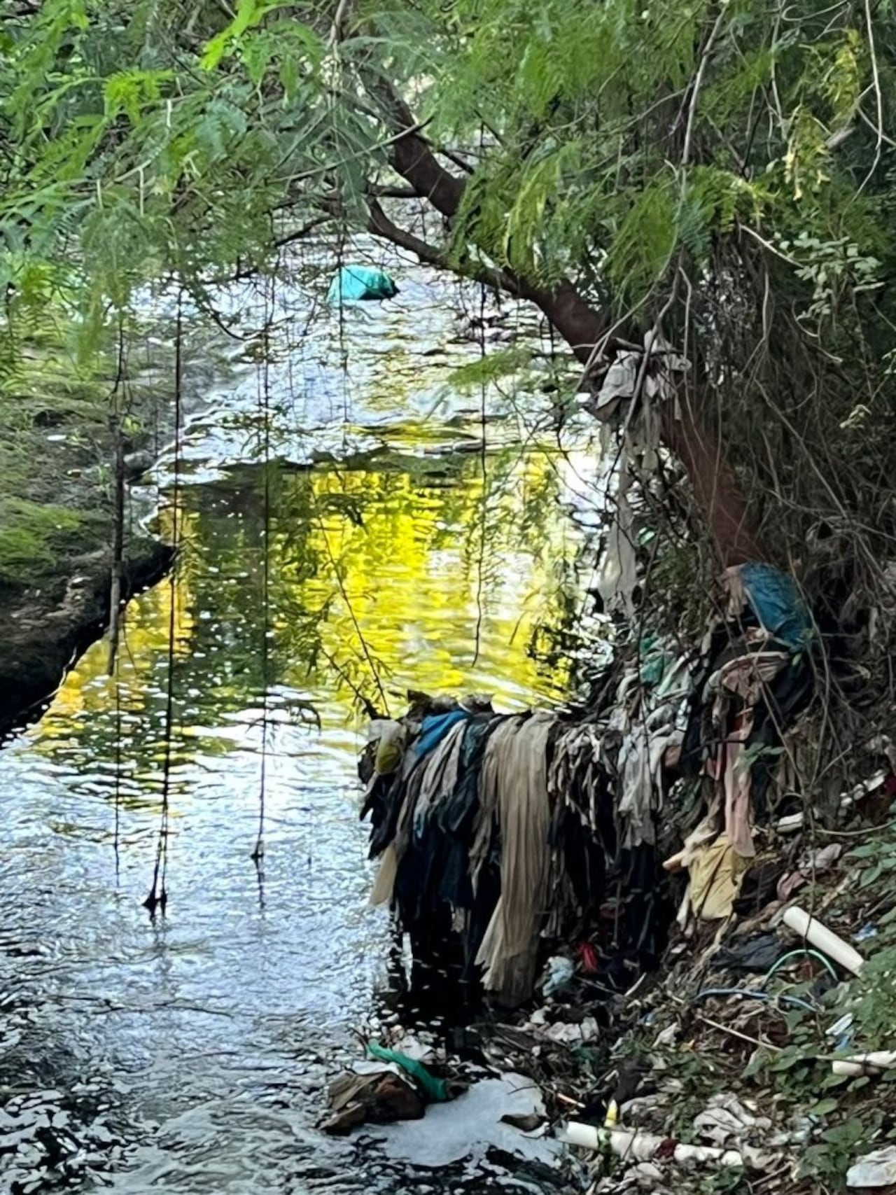 Basuras acumuladas al borde del arroyo. Foto: Redes Sociales