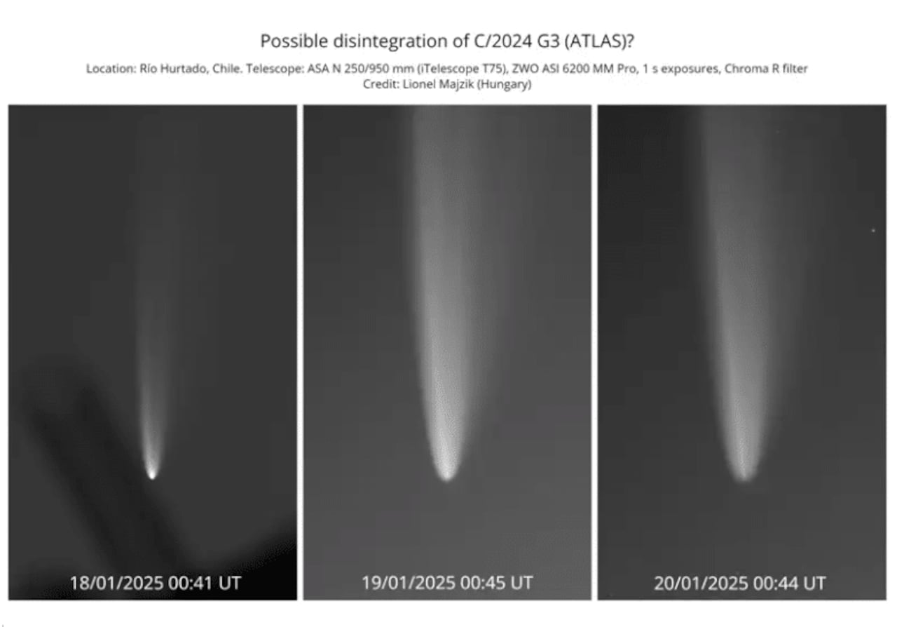 Posible desintegración del cometaAtlas 2024 C3- Foto: AstrofotógrafoLionel Majzikde Hungría