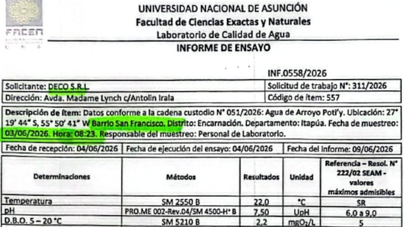 Un informe técnico al que accedió una Coordinadora de defensa del arroyo Potïy muestra que la presencia de coliformes fecales en el sub embalse supera por más del doble el nivel máximo admisible.