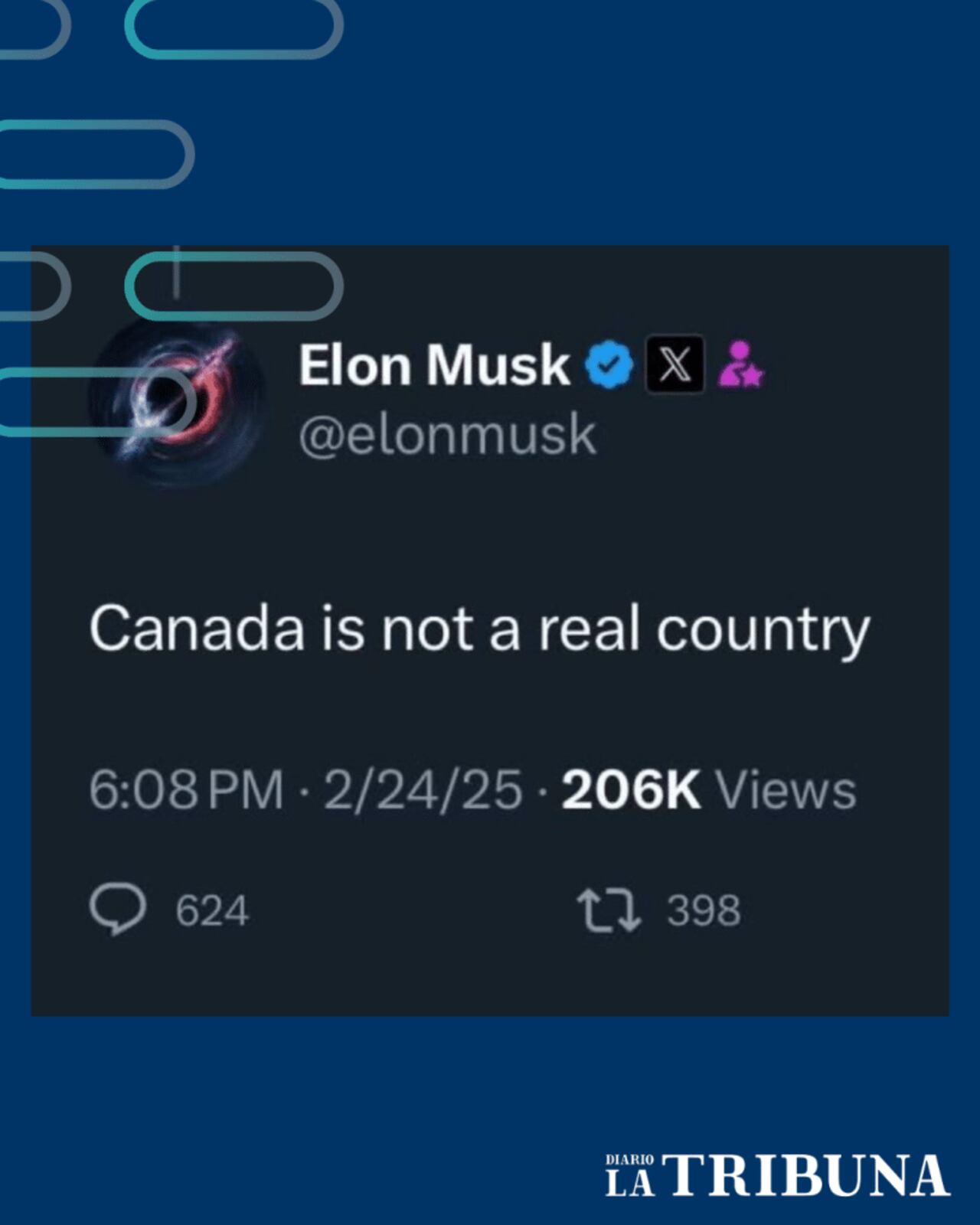 "Canadá no es un país real" decía Elon Musk en un posteo de X.