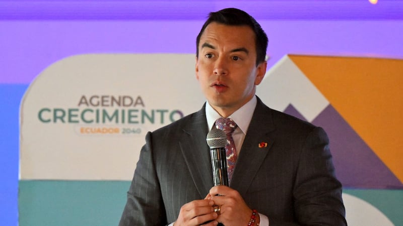 Daniel Noboa, presidente de Ecuador, durante un acto público en Quito.