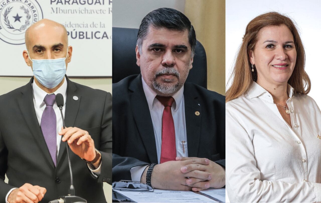 Julio Mazzoleni, Julio Borba y María Teresa Barán.