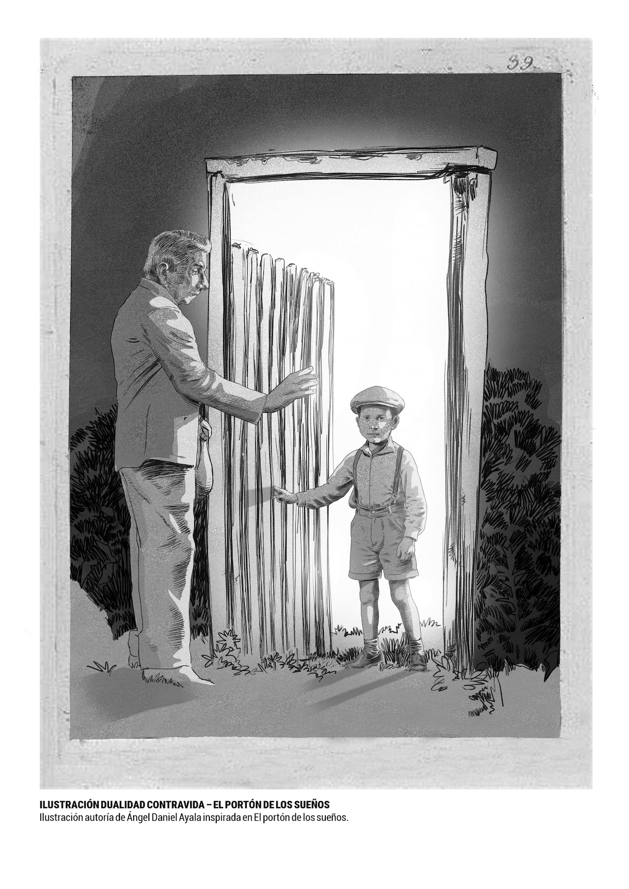 Ilustración del "Portón de los sueños" que forma parte del libro “Augusto Roa Bastos y el Cine-Rescate histórico Tomo I” que será presentado este miércoles en la Biblioteca del Congreso de la Nación.