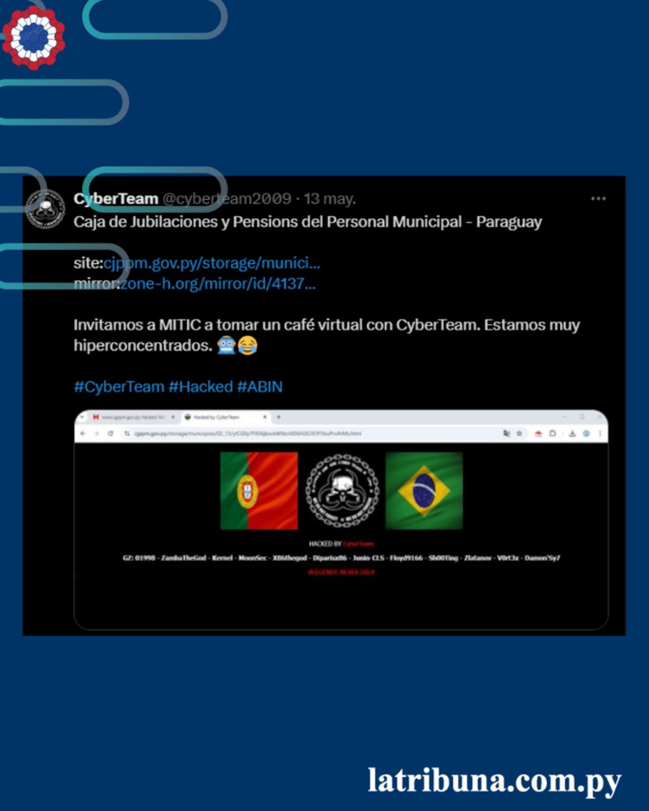 Los hackers invitaron al MITIC a una cita con café.