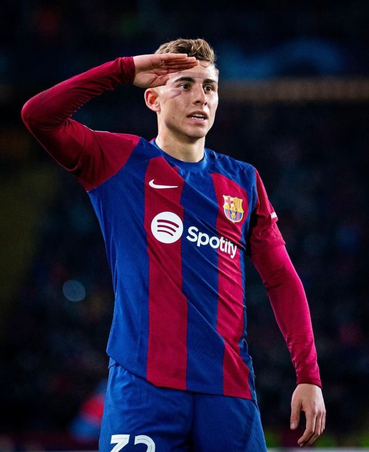 El juvenil Fermín López festejando su primer gol en unosoctavos de final de ChampionsFoto: Barcelona