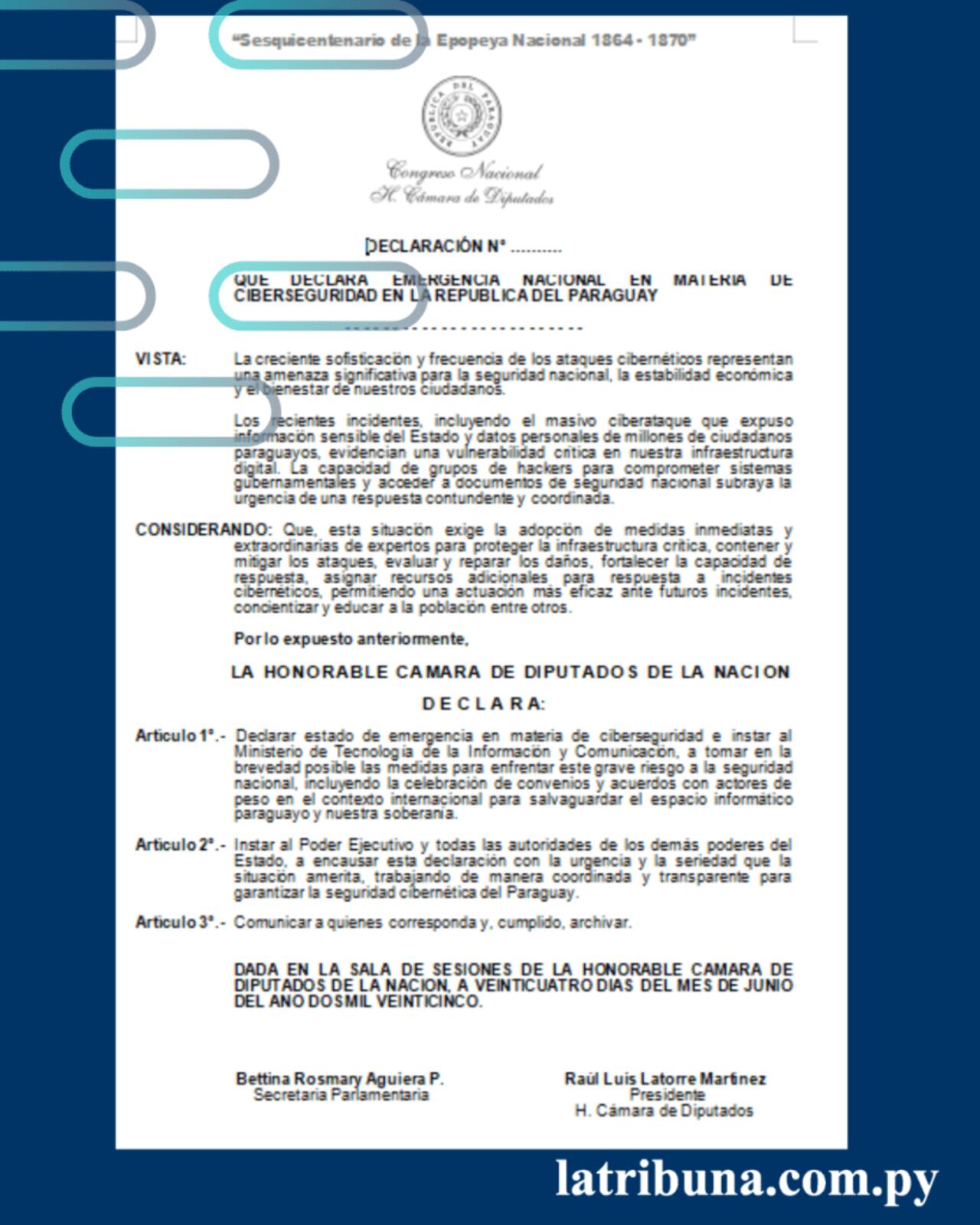 Declaración de emergencia nacional.