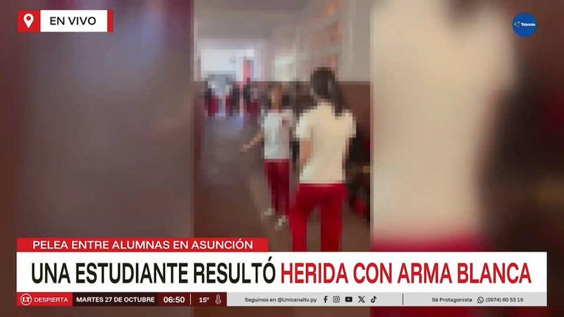 Una adolescente de 15 años resultó con heridas en el brazo tras ser atacada con un arma blanca por otra estudiante de 16 años dentro de un colegio de Asunción.