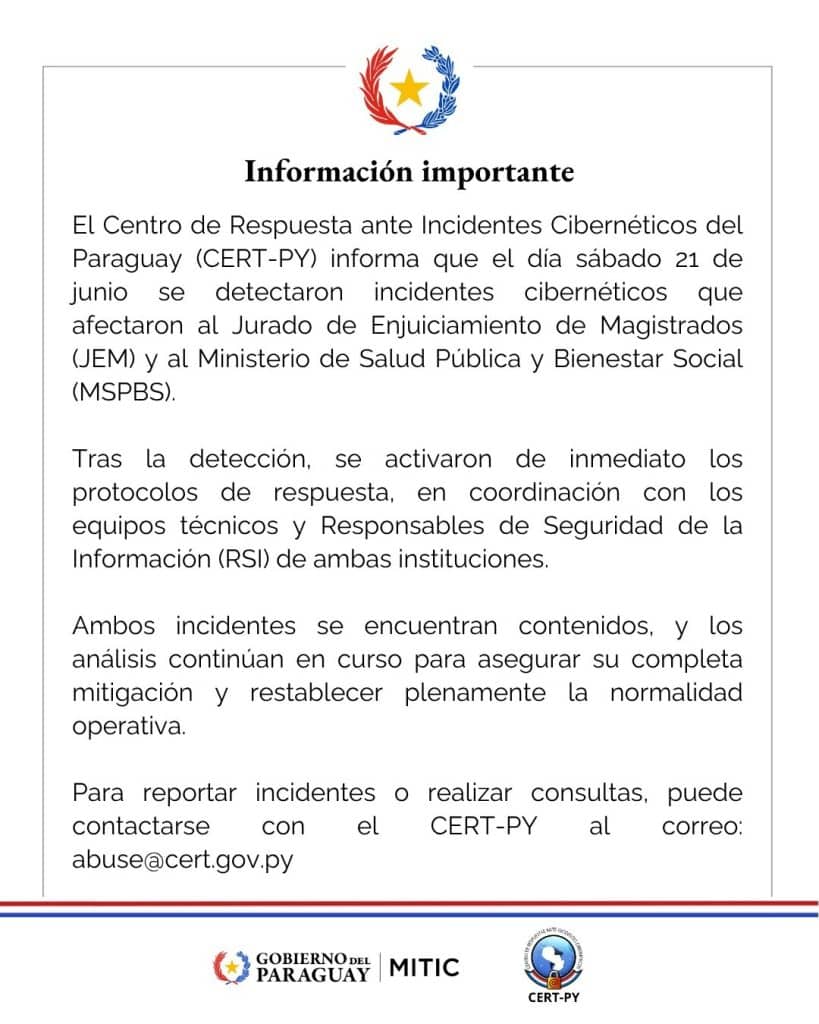CERT-PY ciberataques